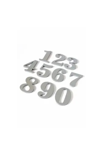 GENDEC GEN107-11234567890 7 Cm No=1-1-2-3-4-5-6-7-8-9-0 Yapışkanlı Metalik Gri Kapı Numarası