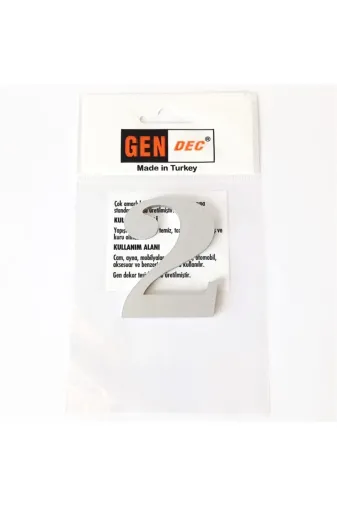 GENDEC GEN107-2 7 Cm No=2 Yapışkanlı Metalik Gri Kapı Numarası