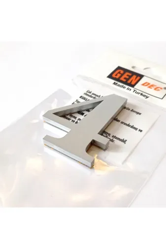 GENDEC GEN107-4 7 Cm No=4 Yapışkanlı Metalik Gri Kapı Numarası