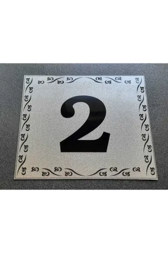 GENDEC GEN10X120-2 Kapı Numarası 10X12 Cm Metalik Gümüş Gri Üzeri Siyah Baskı Kendinden Yapışkanlı No:2