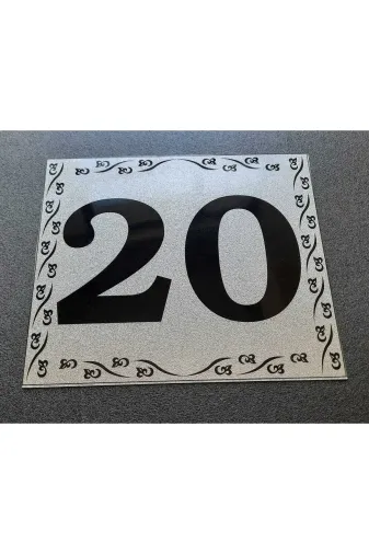 GENDEC GEN10X120-20 Kapı Numarası 10X12 Cm Metalik Gümüş Gri Üzeri Siyah Baskı Kendinden Yapışkanlı No:20