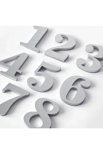 GENDEC GEN110-12345678 Kapı Numarası 10 Cm No=1-2-3-4-5-6-7-8 Yapışkanlı Metalik Gri
