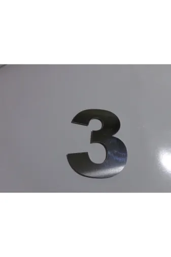 GENDEC GEN14.5CMX000-3 Kapı Numarası 14.5 Cm No:3 Kendinden Yapışkanlı Parlak Krom Paslanmaz Numara