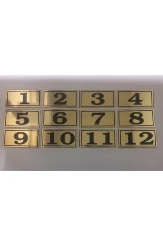 GENDEC GEN2000-12 Yapışkanlı No 1'den 12' Ye  Kadar Raf, Posta Kutusu, Dolap, Ayakkabılık, Kapı Numarası 6X8 Cm