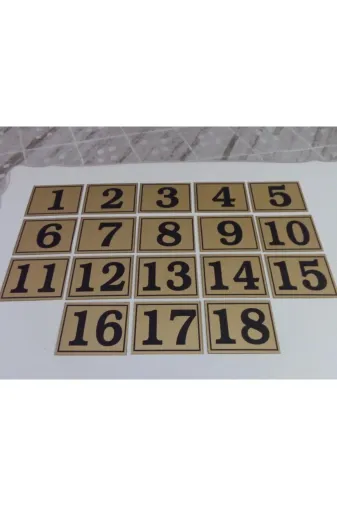 GENDEC GEN2000-18 Yapışkanlı No 1'den 18'e Kadar  Raf, Posta Kutusu, Dolap, Ayakkabılık, Kapı Numarası 6X8 Cm