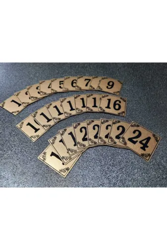 GENDEC GEN3X3CM0-24 Kapı Numaraları 3X3 Cm Metalik Altınsarı Üzeri Siyah Baskı Yapışkanlı No 1 Den 24 E