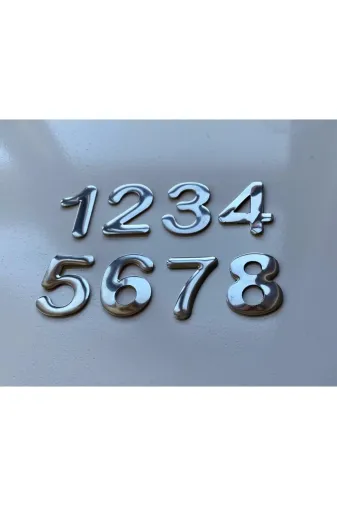 GENDEC GEN4.2CM-1234567800000000 4.2 Cm Metal Krom Yapışkanlı Kapi Numarasi No:1,2,3,4,5,6,7,8