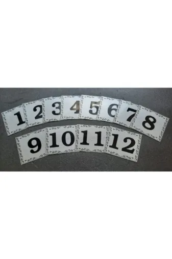 GENDEC GEN5.5X6.5CM1-12 Kapı Numarası 5.5X6.5 Cm Metalik Gümüş Gri Üzeri Siyah Baskı Kendinden Yapışkanlı No:1 Den 12’E