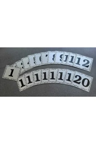 GENDEC GEN5.5X6.5CM1-20 Kapı Numarası 5.5X6.5 Cm Metalik Gümüş Gri Üzeri Siyah Baskı Kendinden Yapışkanlı No:1 Den 20’E
