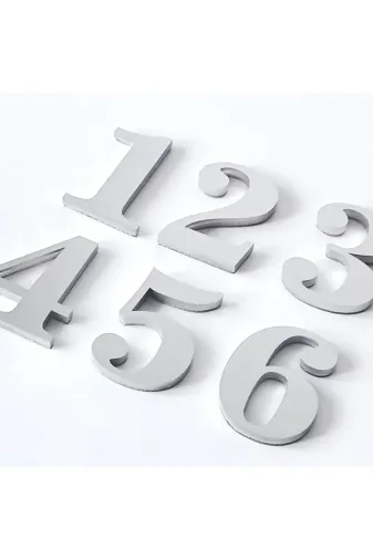 GENDEC GEN8CM-123456-GRİ 8 Cm No = 1-2-3-4-5-6 Yapışkanlı Metalik Gri Kapı Numarası