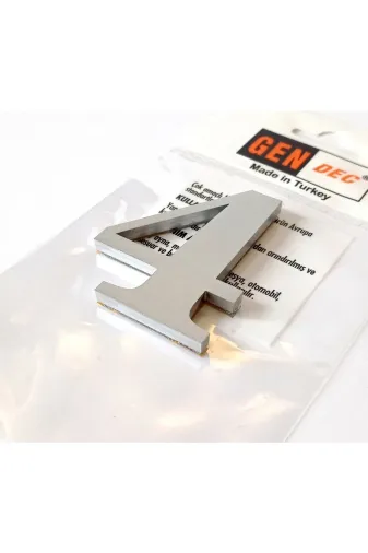 GENDEC GEN8CMGRİ-4 8 Cm No = 4 Yapışkanlı Metalik Gri Kapı Numarası