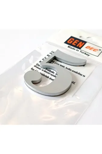 GENDEC GEN8CMGRİ-5. 8 Cm No = 5 Yapışkanlı Metalik Gri Kapı Numarası
