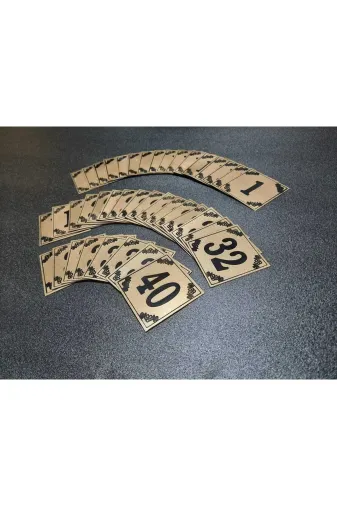 GENDEC GENA6-40 Kapı Numarası 6X6 Cm Yapışkanlı No 1'den 40 E Metalik Altınsarı Üzeri Siyah Baskı