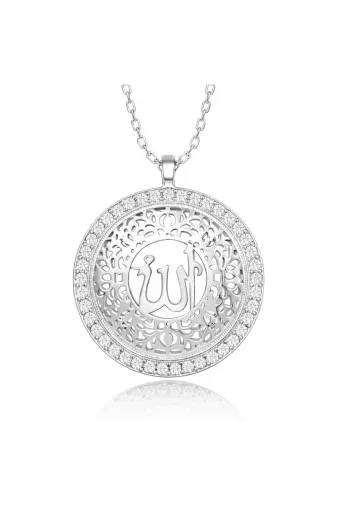 Generic DMR-GMSH-BRKD-PT11003903 Gümüş Allah Yazılı Kadın Kolye