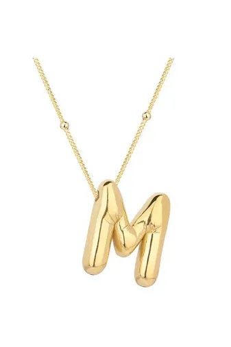 Generic DMR-GMSH-BRKD-PT11004214 Gümüş Gold Balon M Harfi Kadın Kolye