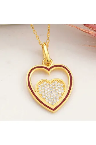 Generic DMR-GMSH-BRKD-PT11004527 Gümüş Gold Kalp Kadın Kolye