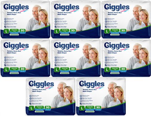 Giggles Yetişkin Bezi Bel Bantlı Tekstil Yüzey Büyük - Large (L) 240 Adet (8PK*30)