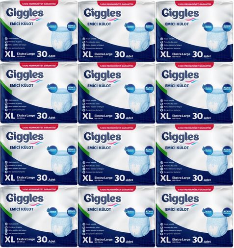 Giggles Yetişkin Bezi Emici Külot Ekstra Büyük (XL) 360 Adet (12PK*30)