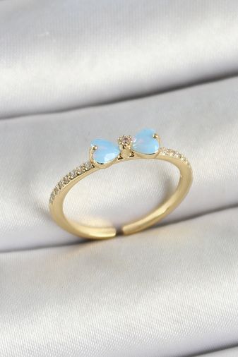 G&l BYK3760-BLNC Pirinç Fiyonk Figürlü Zirkon Taşlı Gold Renk Ayarlanabilir Kadın Yüzük Çok Renkli