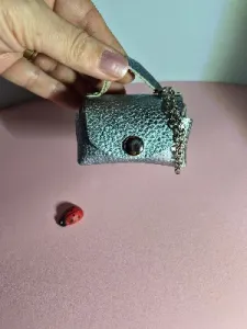 Gogo Charm Çanta Aksesuarı Mini Çanta Hakiki Deri Açık Mavi