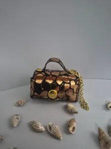 Gogo Charm Çanta Aksesuarı Mini Çanta Hakiki Deri Altın - Siyah