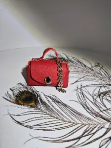Gogo Charm Çanta Aksesuarı Mini Çanta Hakiki Deri Bordo - Kırmızı