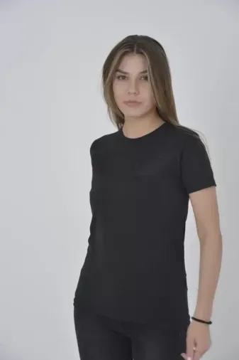 Gögüs Fileli Slim Fit T-shirt - Siyah - S - Siyah