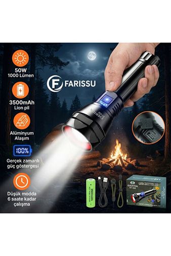 Gold Kama GK9565 Ultra Güçlü 100 Watt Full Metal Tasarım El Feneri