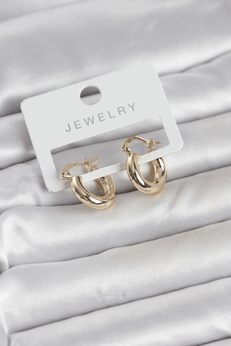 Gold Renk Pirinç Halka 15 mm Kadın Küpe