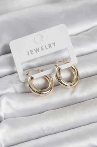 Gold Renk Pirinç Halka 20 mm Kadın Küpe