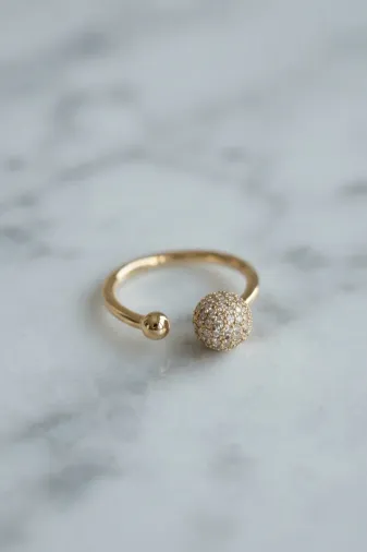 Gold Renk Zirkon Taşlı Topçuk Model Kadın Yüzük TJ-BYK4252