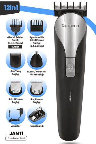 Goldmaster Janti Paslanmaz Çelik 9In1 Standlı Erkek Bakım Seti Gm7141