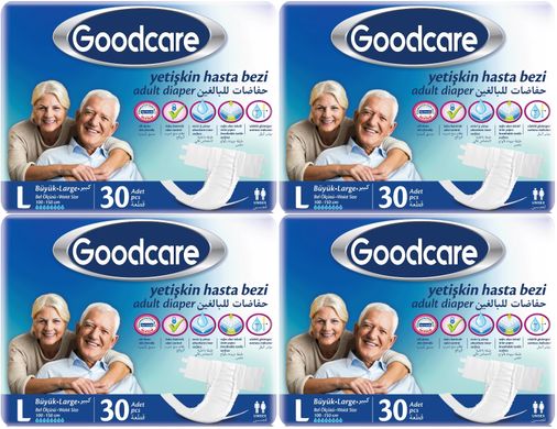 Goodcare Yetişkin Bezi Bel Bantlı Tekstil Yüzey L - Large - Büyük 120 Adet