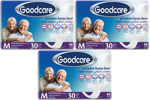 Goodcare Yetişkin Bezi Bel Bantlı Tekstil Yüzey M Medium - Orta 90 Adet (3PK*30)