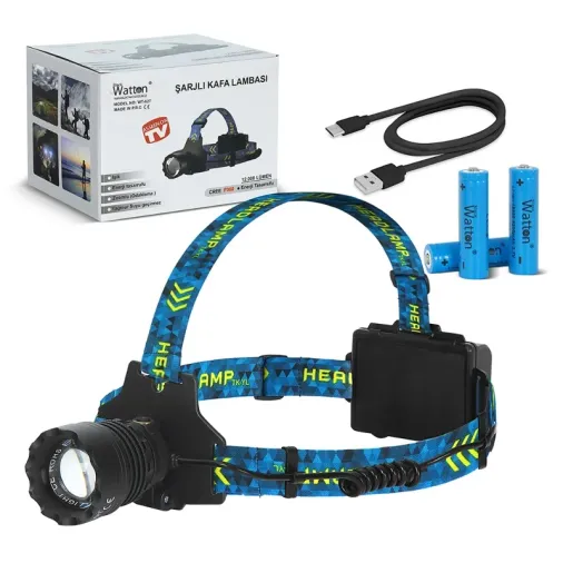 Güçlü Led Şarjlı Kafa Lambası 12000 Lümen 5 Mod