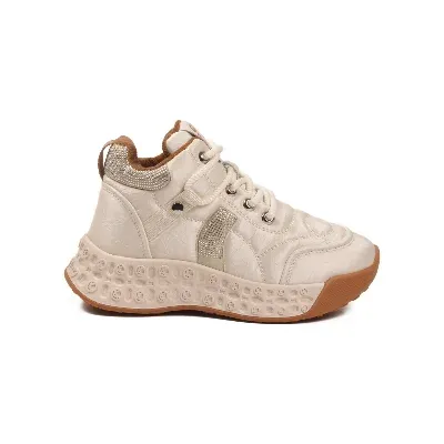 Guja Bej İçi Kürklü Bağcıklı Kadın Hi Sneaker