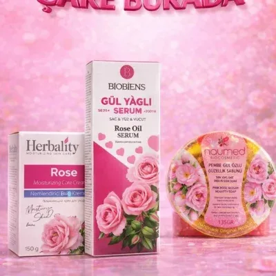 Gül Yağlı Serum 100 Ml (Saç & Vücut & Yüz) + Gül Özlü Nemlendirici Krem 150 g + Gül Özlü Güzellik Sabunu 135 gr