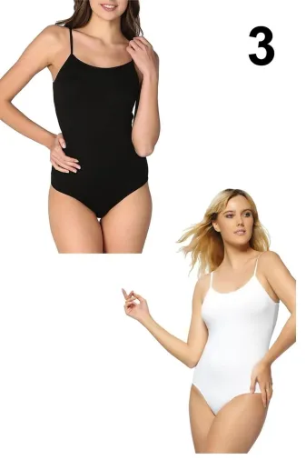 GÜMÜŞ 42031 Kadın Beyaz İp Askılı Kancalı Çıt Çıtlı Body 3'lü