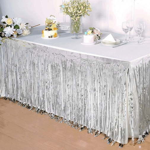 Gümüş Metalize Masa Eteği 275x75 cm – Kendinden Yapışkanlı