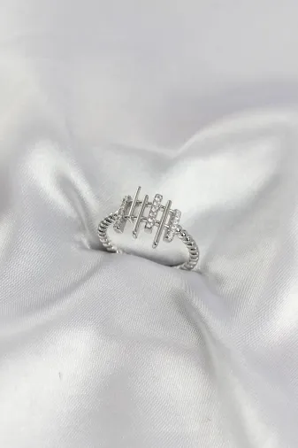 Gümüş Renk Zirkon Taşlı Sütun Model Kadın Yüzük TJ-BYK4196