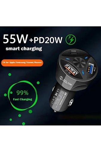 Gunkes TE-093PD Araç Çakmaklık Şarjı 2 Usb + 20W Pd Şarj Çıkışlı Hızlı Şarj Destekli 55W Qc 3.0