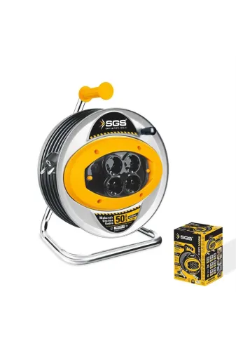 Hafk HFK-MMEY015555222451147 Mey İthalat® Sgs 2113 50 Metre Metal Makaralı Uzatma Kablosu 3X2,5 Kablo