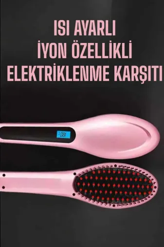 Hafk HFK-MMEYTDUCZHOT906DZLETRC2 Mey İthalat® Fön Tarağı Saç Düzleştirici Sıkı Dişli Isı Ayarlı Elektriklenme Karşıtı