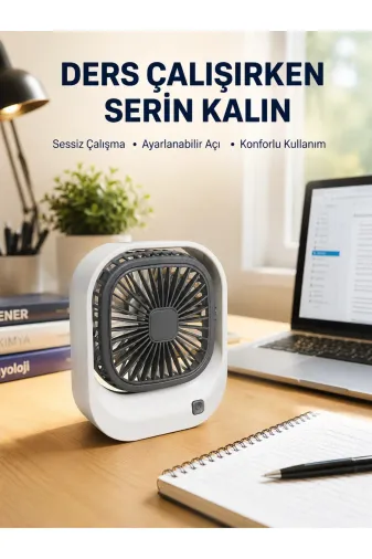 Hafk HFK-MMEYTDUCZZBWFN2VANTLATR-1 Mey İthalat® Şarjlı Masaüstü Fan 3 Kademeli Güçlü Hava Akışı