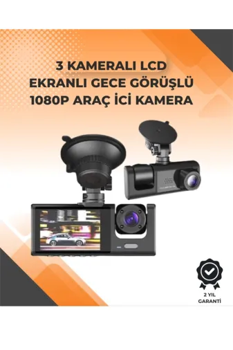 Hafk HFK-MMEYTDUCZZZARAKAMERASISLNDR-4 Mey İthalat® 3 Kameralı Dashcam Sistem – Geri Görüş Yardımı, Park Koruması Ve G-Sensör