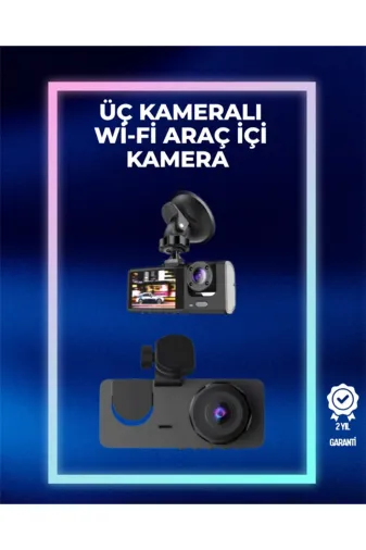Hafk HFK-MMEYTDUCZZZDVRARAKAMERASI-4 Mey İthalat® 1080P Ön + 720P Arka & İç Kamera – Suya Dayanıklı Araç Güvenlik Kamerası