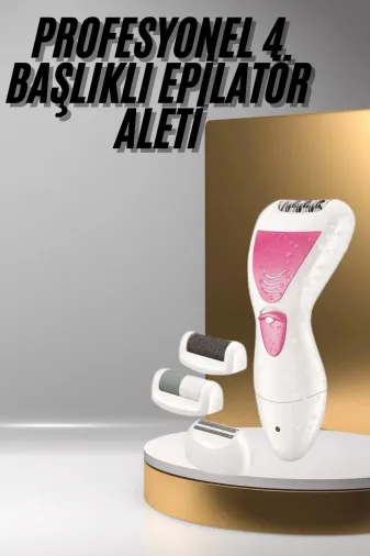 Hafk HFK-MMEYTDUCZZZHK7006EPLATRRRR6 Mey İthalat® Ayak Törpü Başlıklı Epilatör Aleti 4 Başlıklı Taşınabilir Şarjlı Epilasyon Cihazı