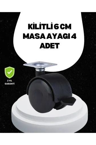 Hafk HFK-MMEYTDUCZZZKLTL6CMAYAK-1 Mey İthalat® 6 Cm Kilitli Tekerlek Ayak 4 Adet Sehpa Ve Ekipman Uyumlu