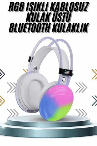 Hafk HFK-MMEYTDUCZZZPG580KULAKLIKKKKKKK4 Mey İthalat® Kablosuz Bluetooth Kulaklık Rgb Işıklı Kulak Üstü 5.3 Bluetooth Bağlantılı