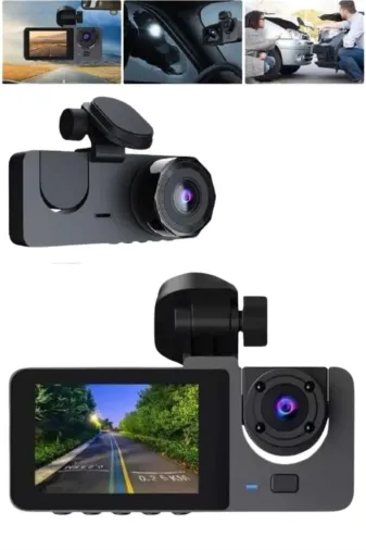 Hafk HFK-MMEYTDUUCZZZARAKAMERAAAA4 Mey İthalat® Araç İçi Dikiz Kamerası Sürüş Kaydedici 3 Lensli Dvr Kamera